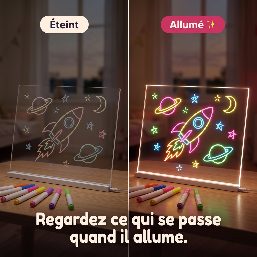 Kit Néon Wowzy — Tableau lumineux à dessiner