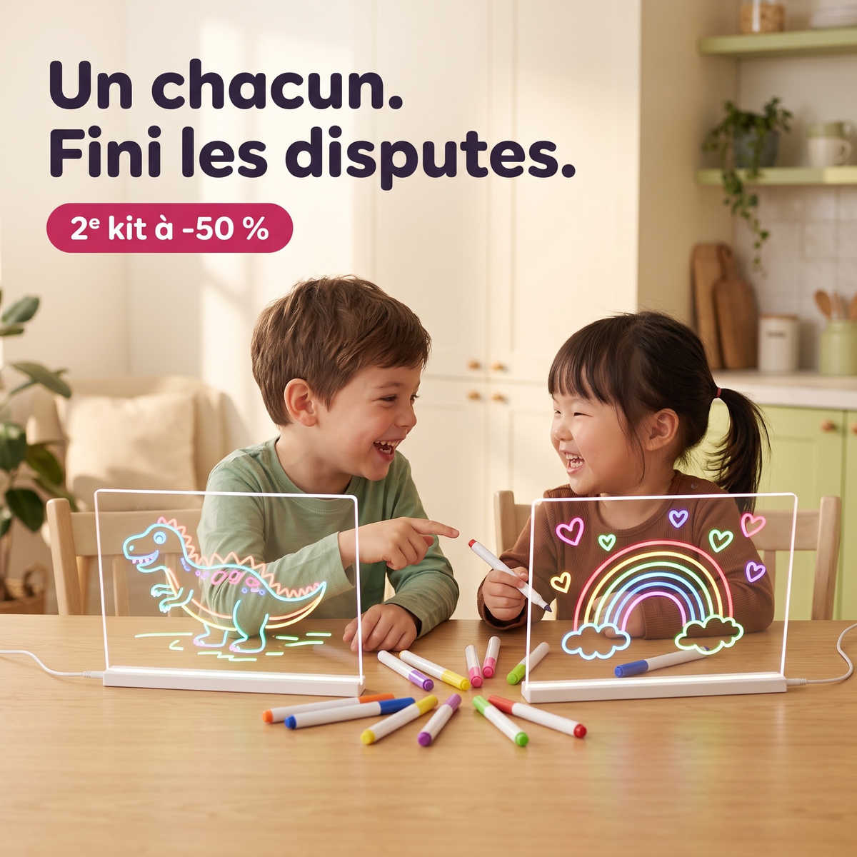 Kit Néon Wowzy — Tableau lumineux à dessiner