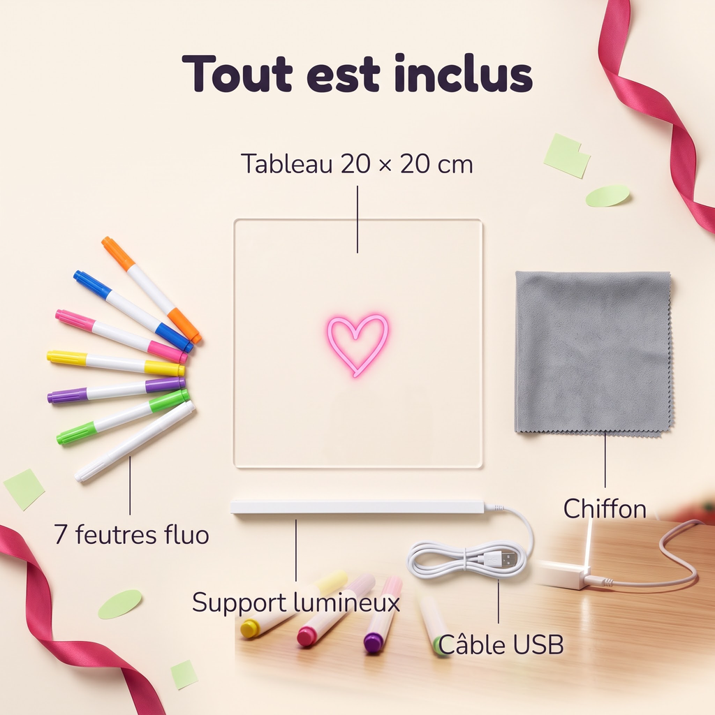 Kit Néon Wowzy — Tableau lumineux à dessiner