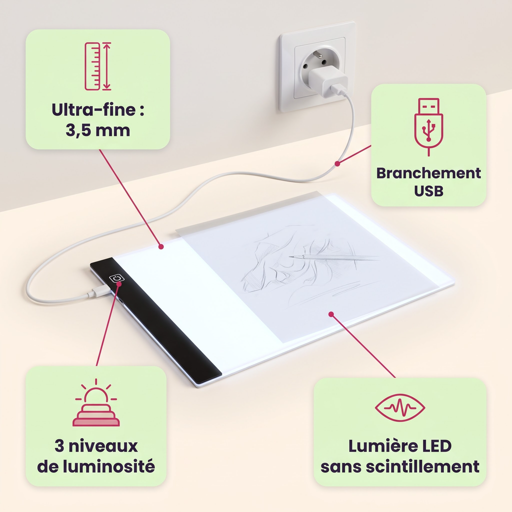 Tablette Lumineuse Wowzy — Pour décalquer et apprendre à dessiner