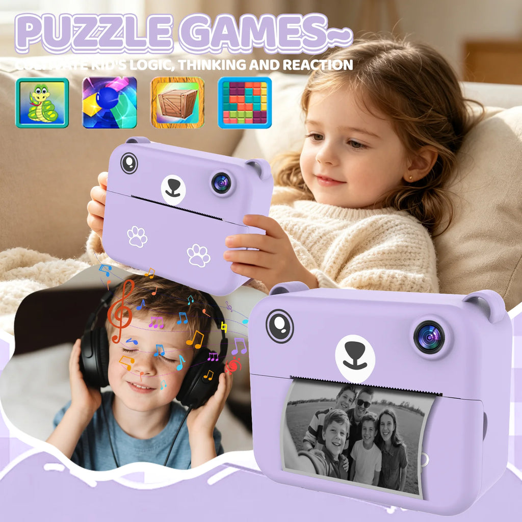 Enfants qui jouent avec l'appareil photo Snappy